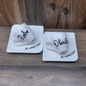 Ručne maľované Valentínské/svadobné šálky