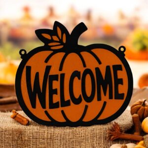 Jesenná dekorácia – Tekvica s nápisom “Welcome”